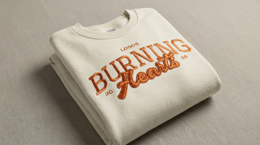 LOGOS 2026 Crewneck – “Burning Hearts” Embroidered Sweatshirt
